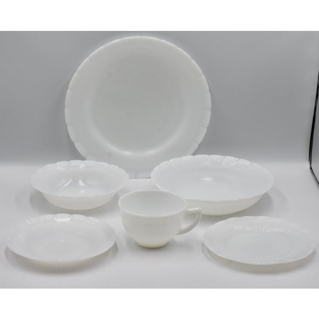 1940s Macbeth Evans Cremax Depression Opalescent Glass Oxford 6 Piece Set For Sale In Palm Springs - Image 6 of 8