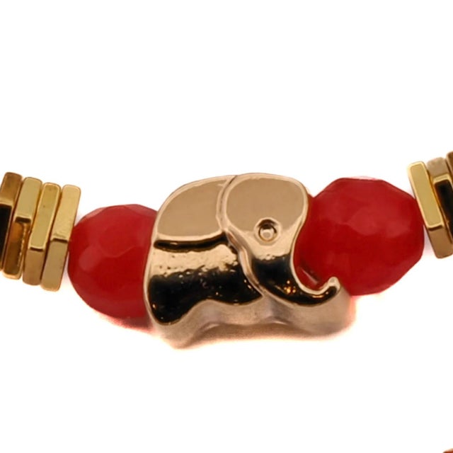 Early 21st Century Carnelian Stone Beaded Ra & Elephant Charm Bracelet Set For Sale - Image 5 of 9