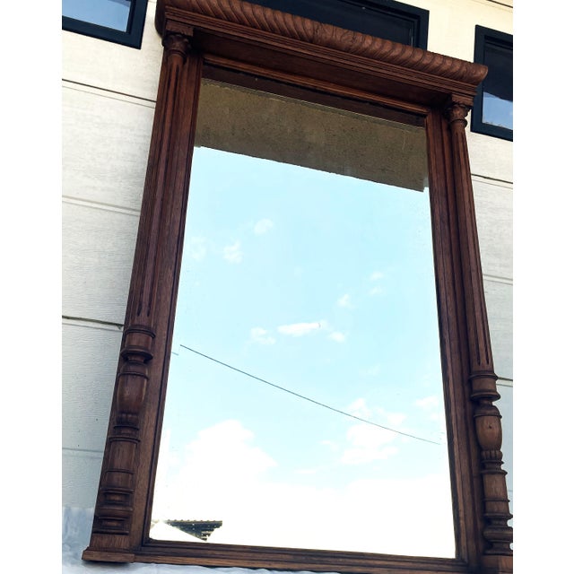 Wood Antique Oak Mirror, 1923 For Sale - Image 7 of 17