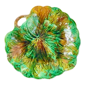 Josiah Wedgwood Majolica Multi-Color Leaf on Basket Handled Server