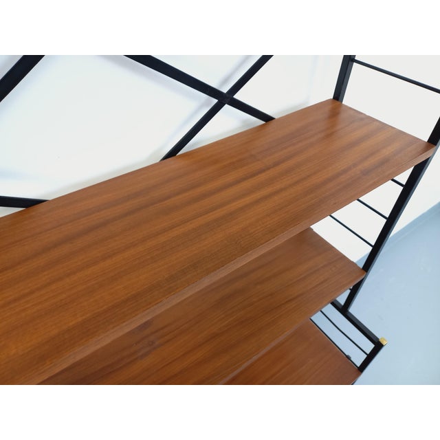 Vintage Italian Teak and Metal Bookcase, 1960s For Sale - Image 12 of 15