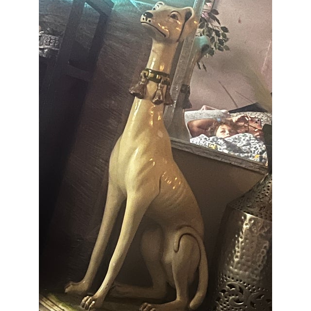 Mid century porcelain greyhound statue made in Italy in the 1950’s