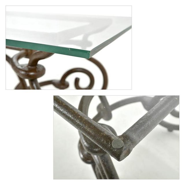 Carved Cast Iron Coffee Table with Glass Top For Sale - Image 6 of 8