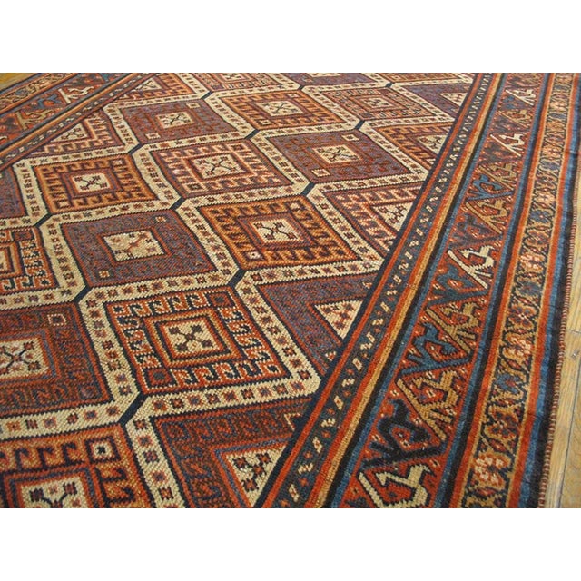 Late 19th Century 1890s Brown Diamond Tribal Antique Persian Afshar Rug 4' X 12'2" Handknotted Wool Carpet For Sale - Image 5 of 6