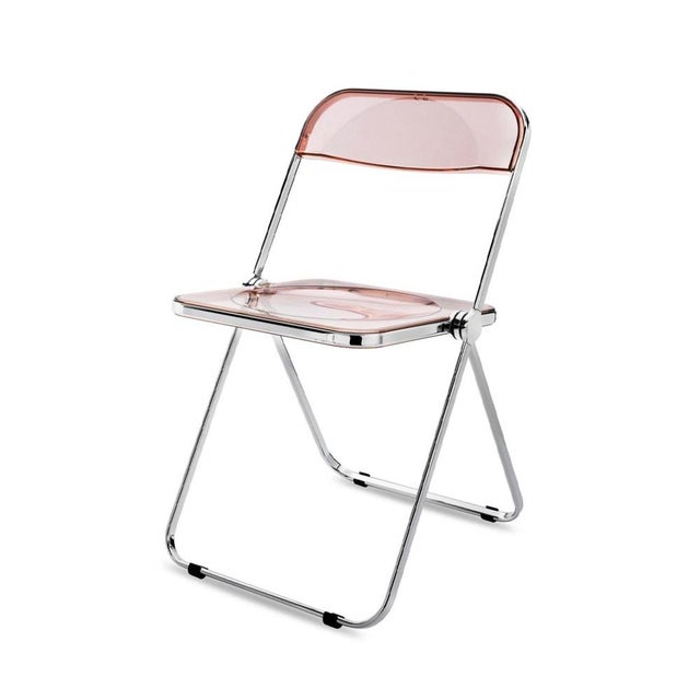 Acrylic Glass Pink and Chrome Plia Chairs by Piretti for Castelli, Italy, 1970s, Set of 4 For Sale - Image 13 of 18