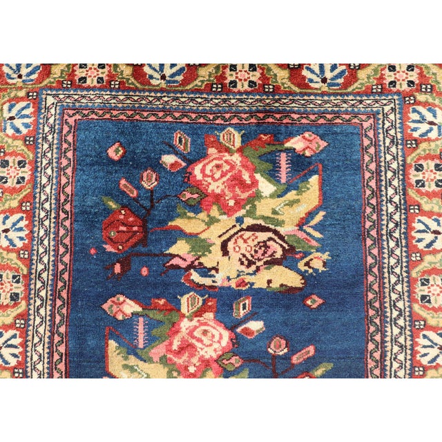Antique Persian Malayer Rug With Deep Blue Field and Rosette Bouquets 3'3 X 5'0 For Sale - Image 9 of 12