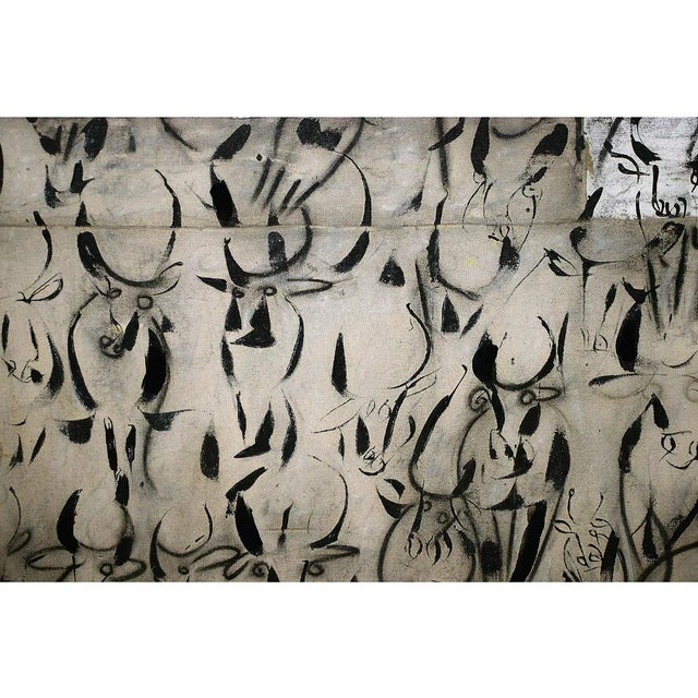 Framed Abstract Herd Impression Acrylic Painting on Canvas For Sale - Image 4 of 5