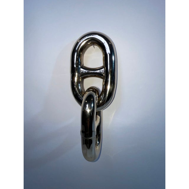 1960s Double Link of Highly Polished Stud Link Chain For Sale - Image 5 of 6