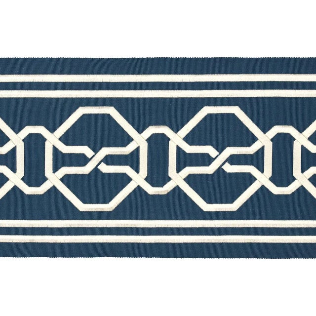 Contemporary Sample - Schumacher X Mary Mcdonald Malmaison Tape in Blue For Sale - Image 3 of 3