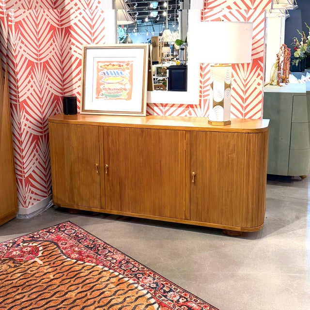 Scandinavian Reeded Wood Sideboard For Sale - Image 10 of 11