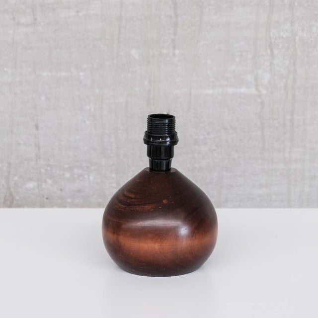 Mid-Century French Petite Turned Wooden Table Lamp For Sale - Image 6 of 6