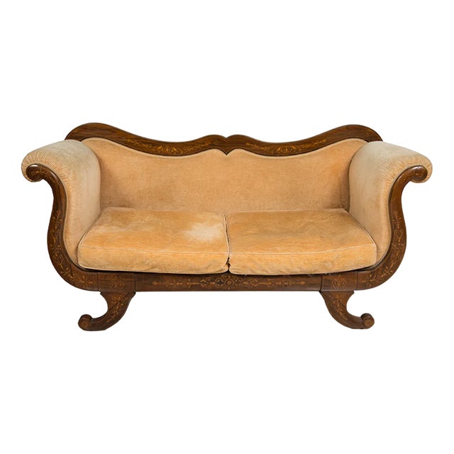 Anique French Sofa in Exotic Wood and Maple, 1800s For Sale