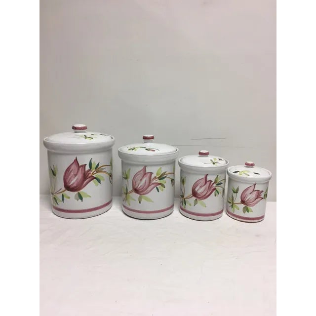 Vintage Hand Painted Terracotta Canisters Set of 4 Chairish