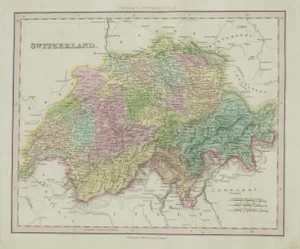 Map of Switzerland by Cowperthwait, 1850
