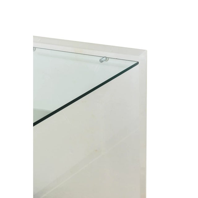 Vintage White Lacquered Over Wood, Chrome, Steel, Glass and Lucite Floating Desk Custom 70's For Sale - Image 9 of 10