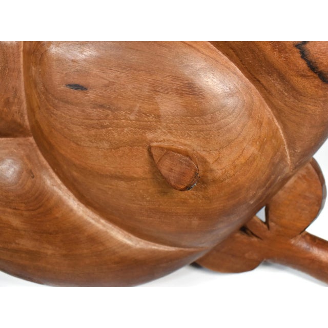 Mid 20th Century Hand Carved Solid Wood Large Leaf Design Bowl Serving Snack Platter With 5 Sections For Sale - Image 9 of 13