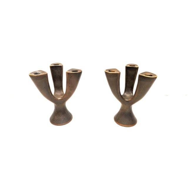 French French Modernist St. Clement Ceramic Sapho Candelabra's For Sale - Image 3 of 8