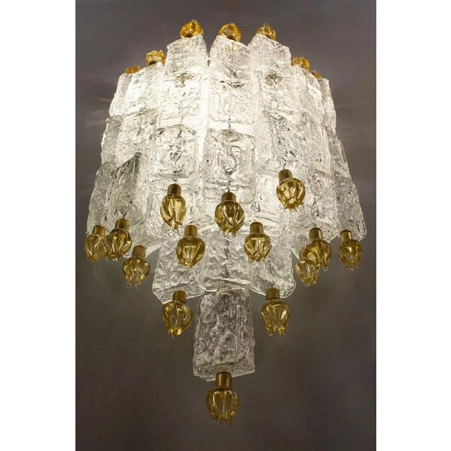 Glass Block & Gold Tulip Sconces from Barovier & Toso, 1940, Set of 2 For Sale - Image 11 of 13