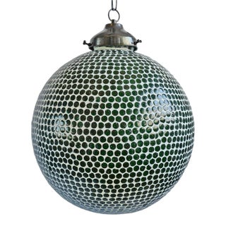 Green Mosaic Globe Pendant Light, Large For Sale