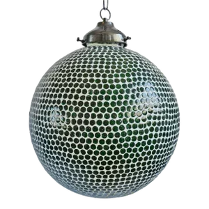 Green Mosaic Globe Pendant Light, Large