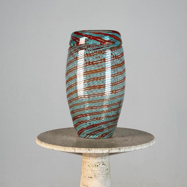 An extraordinary and historically important Murano glass vase by Aureliano Toso, dating to 1939, showcasing one of the...