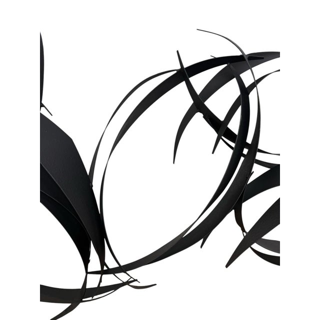 1990s Vintage Curtis Jere 1990’s Abstract “Flight” Black Metal Wall Sculpture 50” For Sale - Image 5 of 9