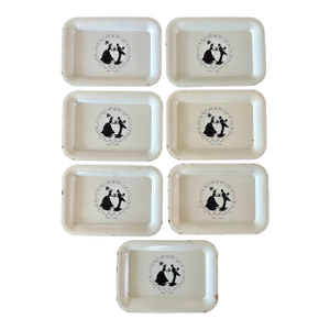 Vintage Tole Victorian Couple Snack Trays- Set of 7