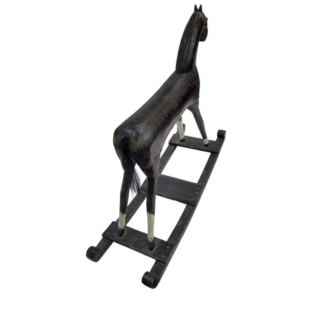 Antique Primitive Folk Art Wood Rocking Horse Late 19th / Early 20th Century For Sale - Image 12 of 15