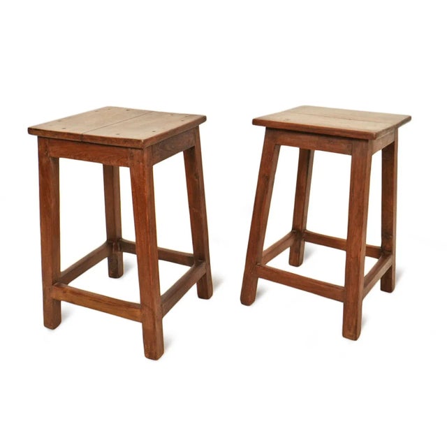 2020s Simple Teak Stool For Sale - Image 5 of 8
