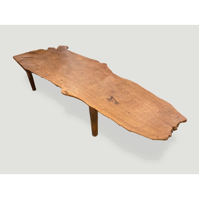 Andrianna Shamaris Live Edge Teak Wood Coffee Table or Bench For Sale - Image 4 of 5