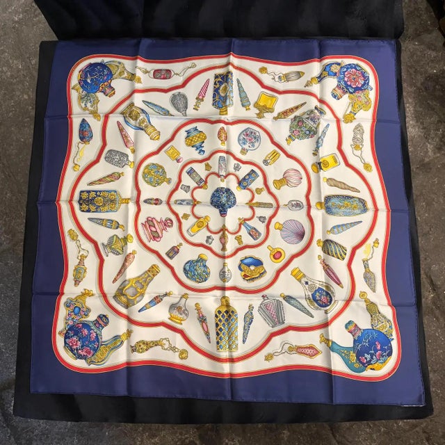 Textile An Iconic 2000s Qu'importe Le Flacon Silk Skarf by Caterine Baschet for Hermès For Sale - Image 7 of 15