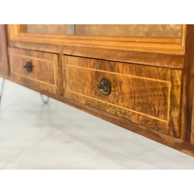 Brown Vintage Highboard or Display Cabinet For Sale - Image 8 of 11