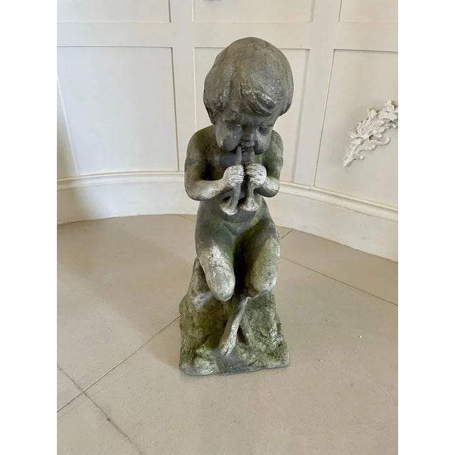 Gray Victorian Musician Sculpture, 1870s, Lead For Sale - Image 8 of 8