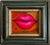 Pop Art Original Pop Art Painting of Hot Pink Lips in Vintage Wood Frame For Sale - Image 3 of 6