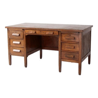 Antique Arts & Crafts Oak Desk For Sale