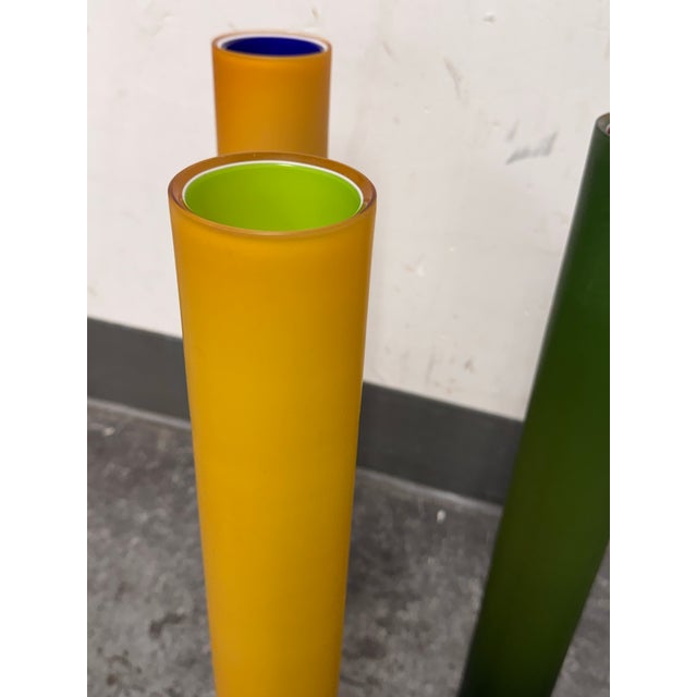 Design Plus Gallery presents a Set of Three Bambu Tall Glass Vases by Laura De Santillana (1955–2019) for Arcade Murano....