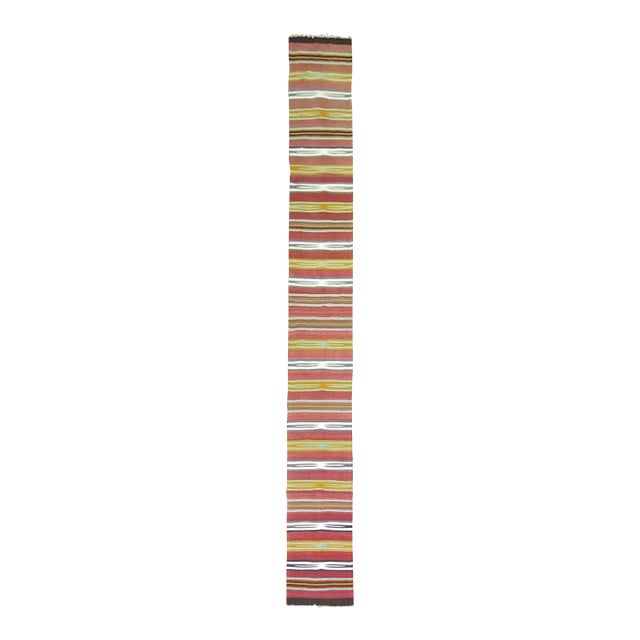Vintage Zabihi Collection Narrow Long Kilim Runner - 1'9" x 16'11" For Sale