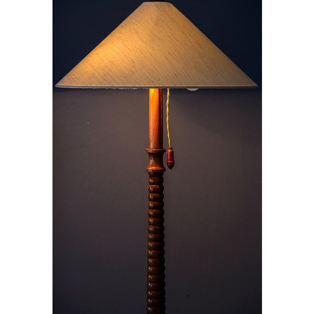 Floor Lamp in Wood with Fabric Shade, Vienna, 1950s For Sale - Image 10 of 17