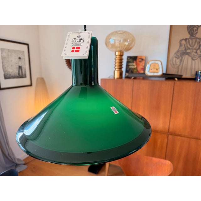 Holmegaard Green P&T Pendant Lamp by Michael Bang for Holmegaard, 1970s For Sale - Image 4 of 12