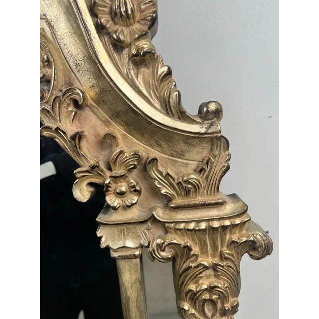 Neoclassical Revival Champagne Gold Large Mirror With Urn and Floral Pediment For Sale - Image 10 of 12