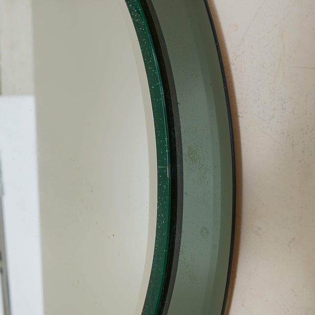 Fontana Arte Italian Green Glass Teardrop Wall Mirror in the Manner of Fontana Arte, 1950s For Sale - Image 4 of 6