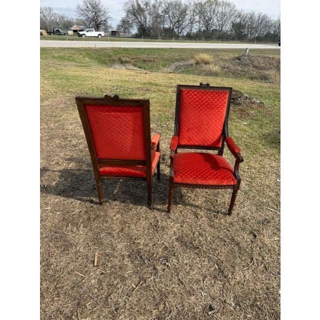 Large 19th Century Velour French Louis XVI Bergere or Armchair- A Pair For Sale - Image 4 of 14