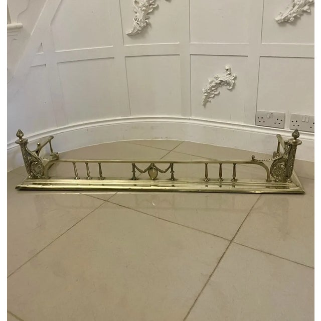 Gold Antique Victorian Ornate Brass Fender, 1860s For Sale - Image 8 of 8
