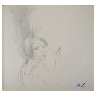 Marie Laurencin, Girl with a Bow, Original Pencil Drawing For Sale