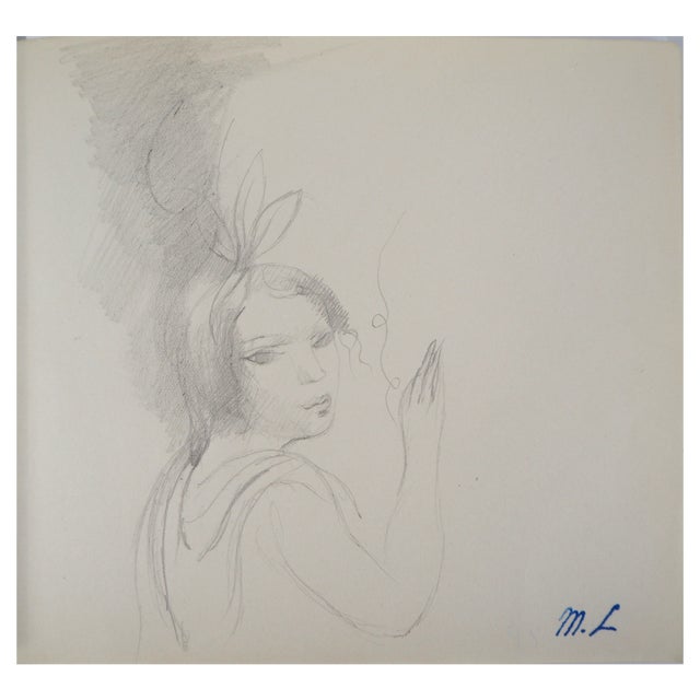 Marie Laurencin, Girl with a Bow, Original Pencil Drawing For Sale