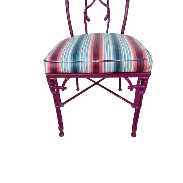 Ornamental & Decorative Materials 2 Vintage Chinese Chippendale Regency Side Chairs Dining Aluminum Faux Bamboo For Sale - Image 7 of 13