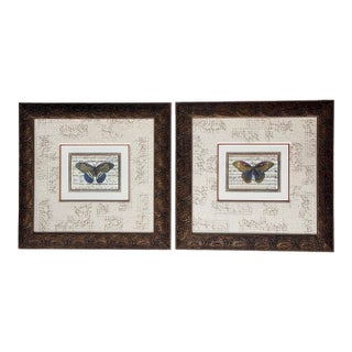 Pair of John Richard Collection Butterfly Music Sheet Framed Art For Sale