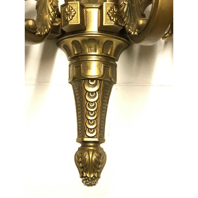 Mid-Century Modern Antique Brass 4-Light Wall Lamp, 1950s For Sale - Image 3 of 8