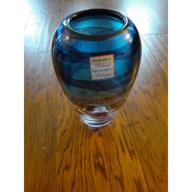 This is a GORGEOUS Hand Blown Art Glass 10" Made in Poland Blue/Amethyst Vase. Procured at auction