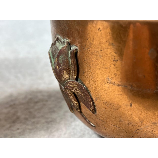 1940s Copper Brass Reticulated Footed Planters With Rose - A Pair For Sale - Image 9 of 18